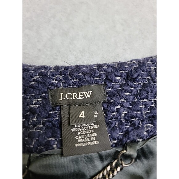 J Crew Blazer Womans 4 Purple Wool Blend Chunky 4 Button Office Broadway Crop - Picture 2 of 15